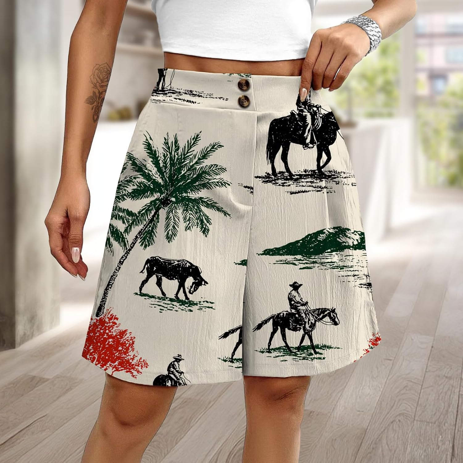 High-Waisted Tailored Pleated Summer Shorts