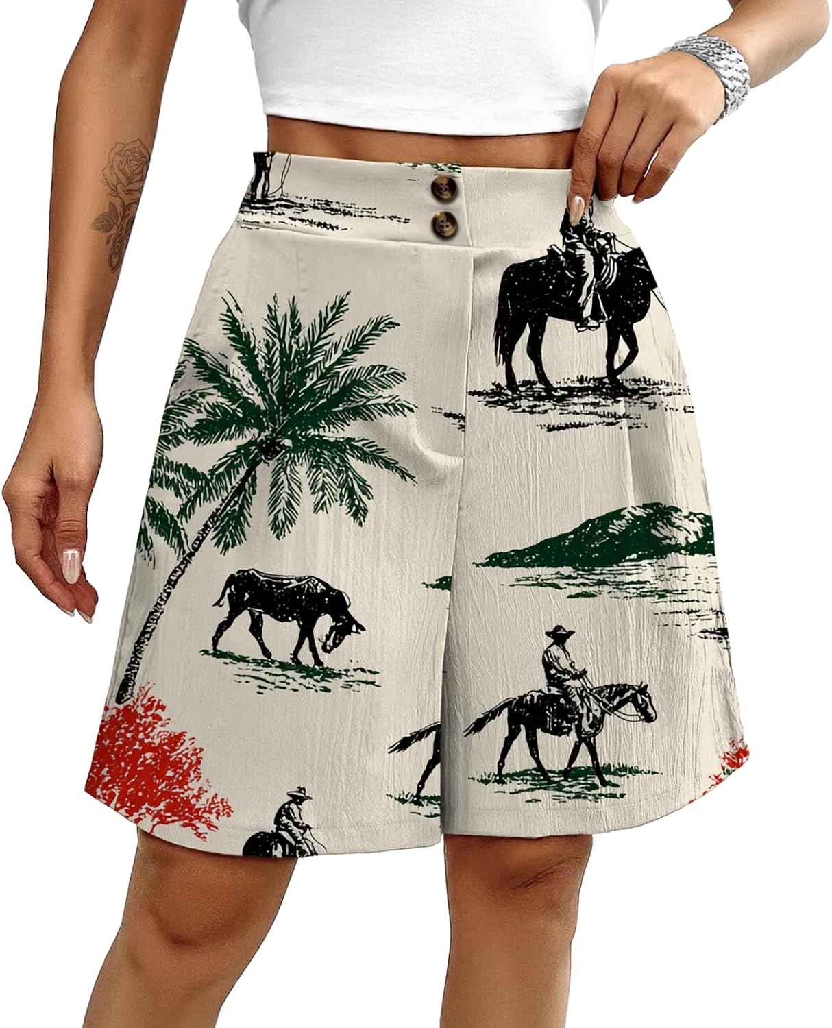 High-Waisted Tailored Pleated Summer Shorts