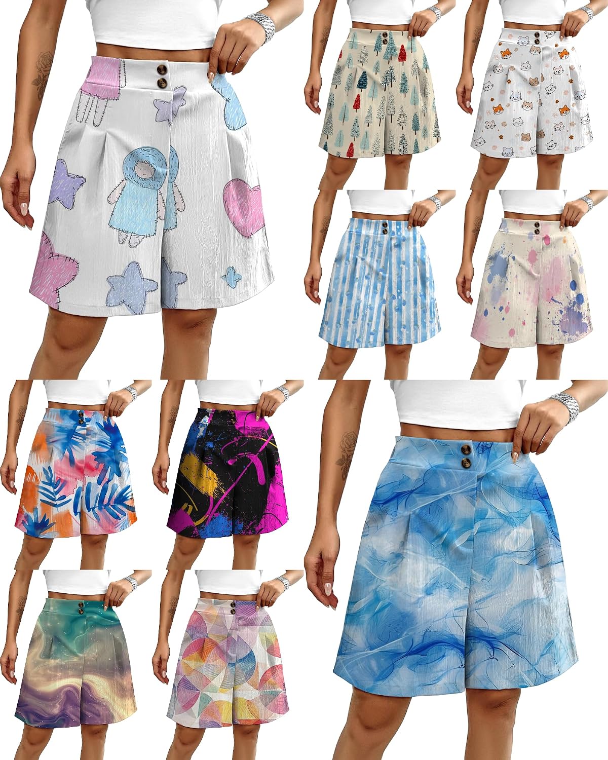 High-Waisted Tailored Pleated Summer Shorts