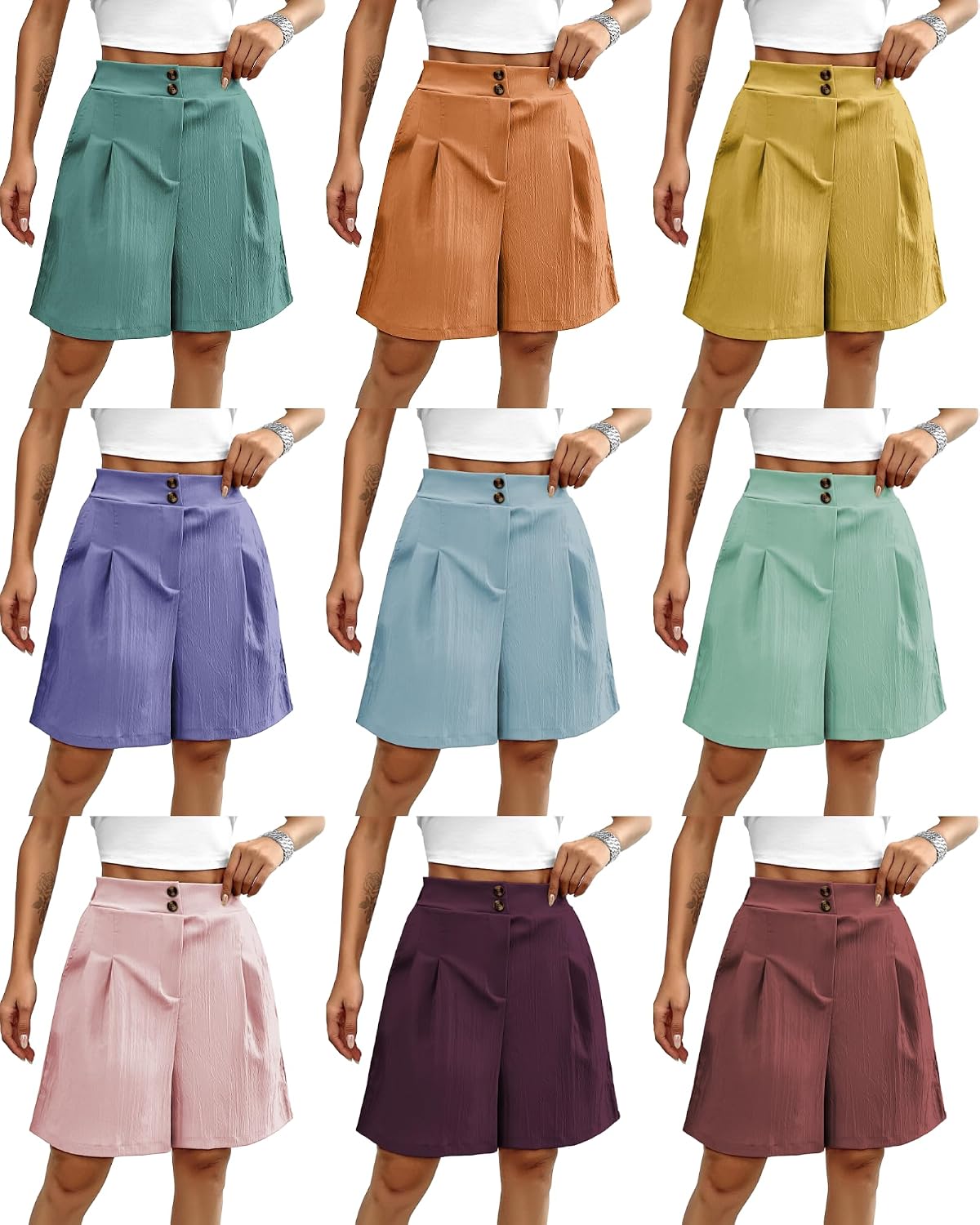 High-Waisted Tailored Pleated Summer Shorts